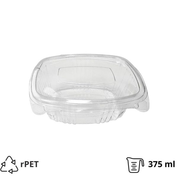 Posoda z ravnim pokrovom rPET 375 ml prozorna [100 kos/pak]