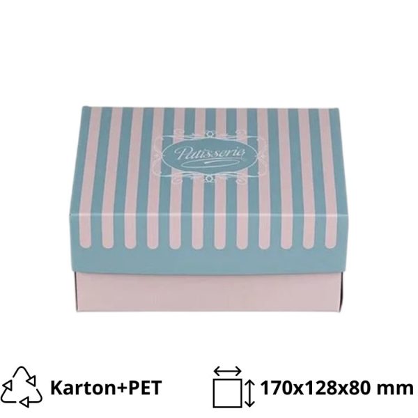 Škatla s pokrovom za sladice 17×12.8×8 cm ALUMINIUM PATISSERIE [10 kos/pak]