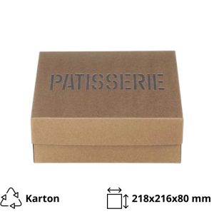Škatla s pokrovom za sladice 21.8×21.6×8 cm KRAFT PATISSERIE [3 kos/pak]