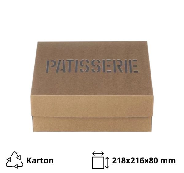 Škatla s pokrovom za sladice 21.8×21.6×8 cm KRAFT PATISSERIE [3 kos/pak]