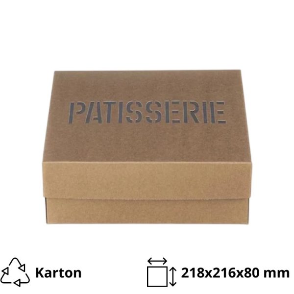 Škatla s pokrovom za sladice 21.8×21.6×8 cm KRAFT PATISSERIE [3 kos/pak]