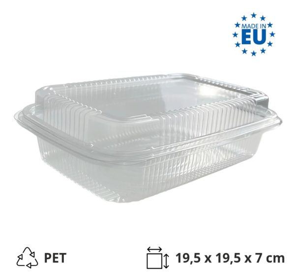 Posodica s pokrovom PET 195x195x70 mm prozorna [100 kos/pak]