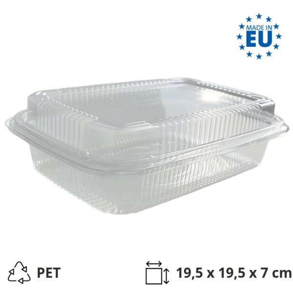 Posodica s pokrovom PET 195x195x70 mm prozorna [100 kos/pak]