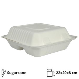 Embalaža BIO 22х20х8 cm 3-delna,  50kos/pak  sladkorni trs [200 kos/pak]