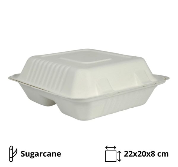 Embalaža BIO 22х20х8 cm 3-delna,  50kos/pak  sladkorni trs [200 kos/pak]
