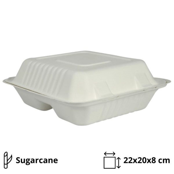 Embalaža BIO 22х20х8 cm 3-delna,  50kos/pak  sladkorni trs [200 kos/pak]