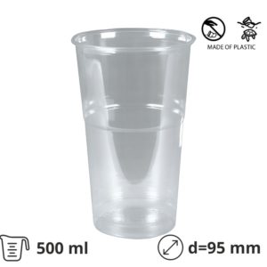 Kozarec rPet 500 ml prozoren d=95 mm [50 kos/pak]