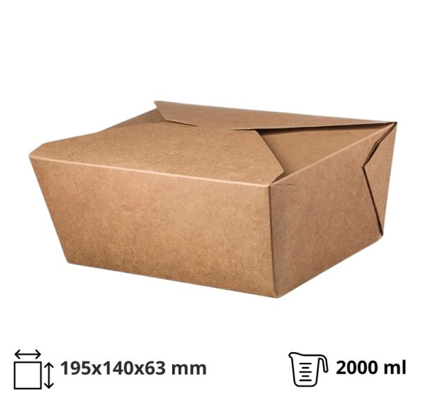 Papirnata posoda 2000 ml 195х140х63 mm kraft [50 kos/pak]