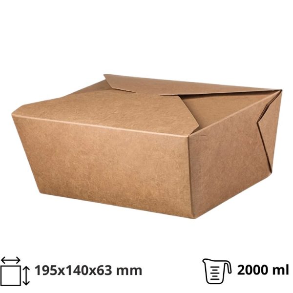 Papirnata posoda 2000 ml 195х140х63 mm kraft [50 kos/pak]