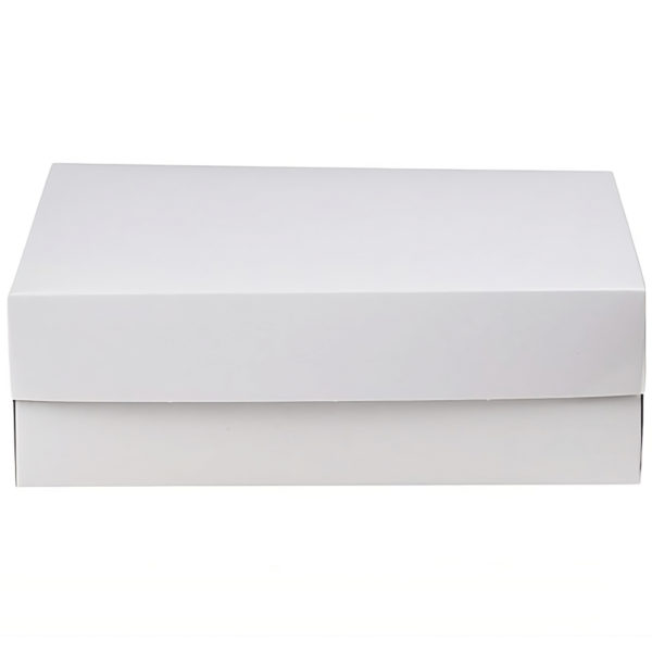 Škatla s pokrovom za sladice 25x25x8 cm  WHITE (inner metalised PET) (14 kos/pak)