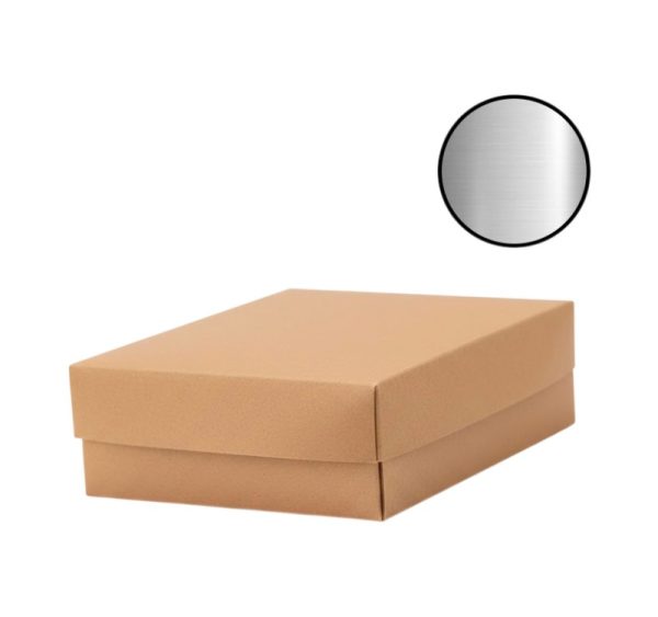 Škatla s pokrovom za sladice 22×21,5×8 cm KRAFT (notranja metalizirana  PET) [18 kos/pak]