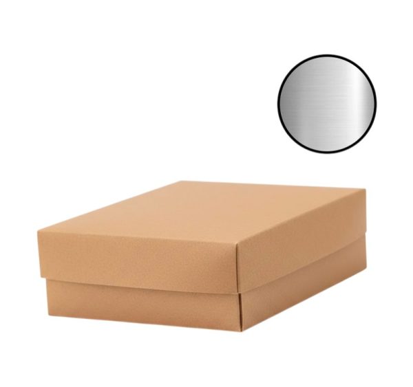 Škatla s pokrovom za sladice 25x25x8 cm KRAFT (notranja metalizirana  Pet) [14 kos/pak]