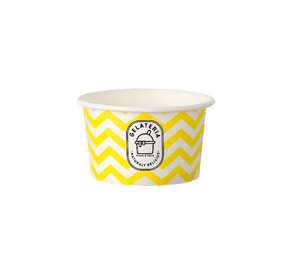 Lončki za sladoled 120 ml (4oz) ZIG ZAG yellow d=7,7cm, h=4,8cm [50 kos/pak]