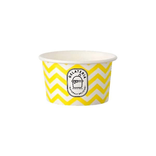 Lončki za sladoled 120 ml (4oz) ZIG ZAG yellow d=7,7cm, h=4,8cm [50 kos/pak]