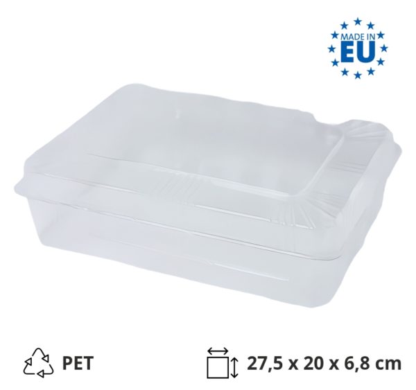 Posodica s pokrovom PET 275x200x68 mm prozorna [80 kos/pak]