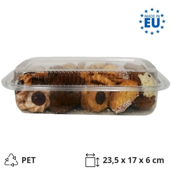 Posodica s pokrovom PET 235x170x60 mm prozorna [100 kos/pak]