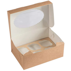 Škatla za muffine z oknom ECO MUF 6 250x170x100 mm kraft (25 kos/pak)