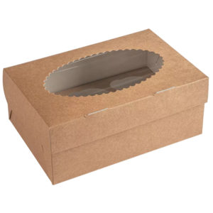 Škatla za muffine z oknom ECO MUF 6 250x170x100 mm kraft (25 kos/pak)