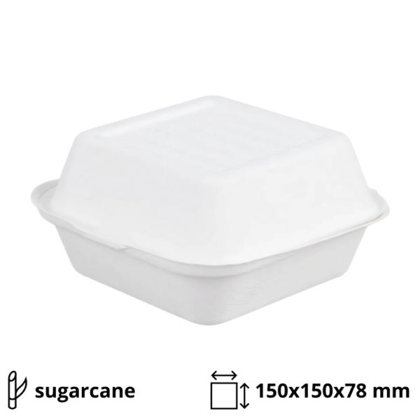 Burger embalaža PULP ECO 150x150x78 mm bela [50 kos/pak]