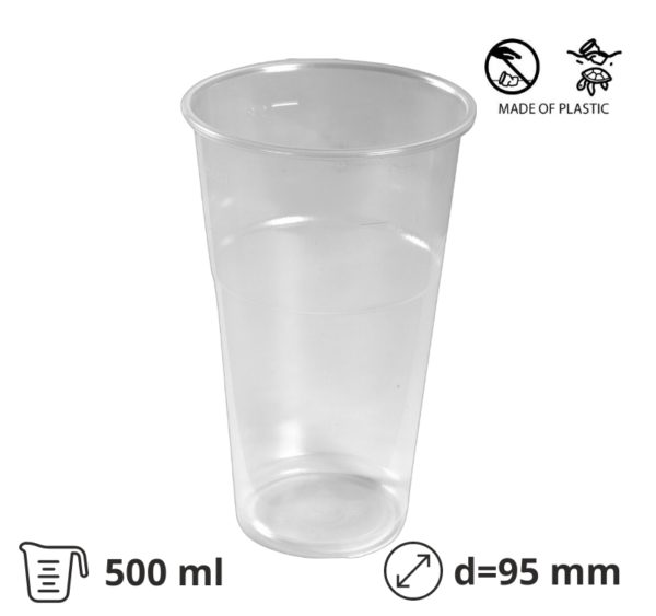 Kozarec PP 500 ml prozoren d=9.5cm, h=15cm (draft beer) 50 kos