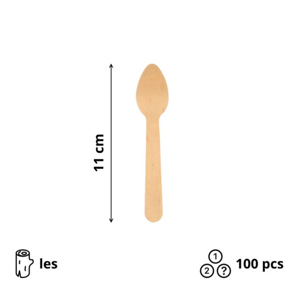 Lesena žlička mini 110 mm 100 kos