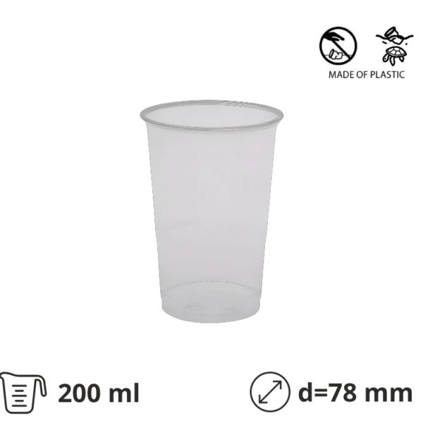 Kozarec rPet 200 ml prozoren d=78mm 50 kos