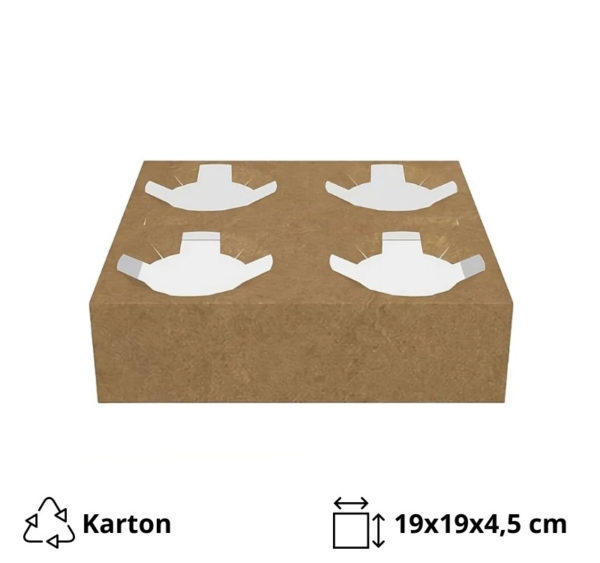 Držalo za 4 kozarca 19x19x4.5 cm kraft 50 kos