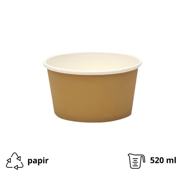 Papirnata posoda ECO 520 ml d=110 mm h=84,5 mm kraft, brez pokrova 50 kos