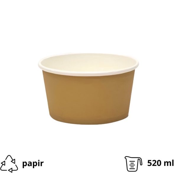 Papirnata posoda ECO 520 ml d=110 mm h=84,5 mm kraft, brez pokrova 50 kos