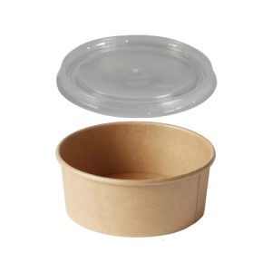 Papirnata posoda s pokrovom 750 (850) ml d=145 mm h=70 mm, kraft, 50 kos (komplet)