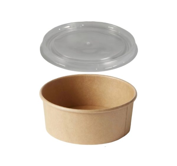 Papirnata posoda s pokrovom 750 (850) ml d=145 mm h=70 mm, kraft, 50 kos (komplet)
