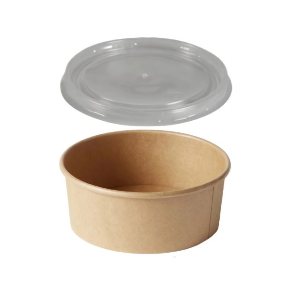 Papirnata posoda s pokrovom 750 (850) ml d=145 mm h=70 mm, kraft, 50 kos (komplet)