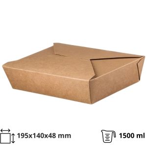 Papirnata posoda 1500 ml 195х140х48 mm kraft 50 kos