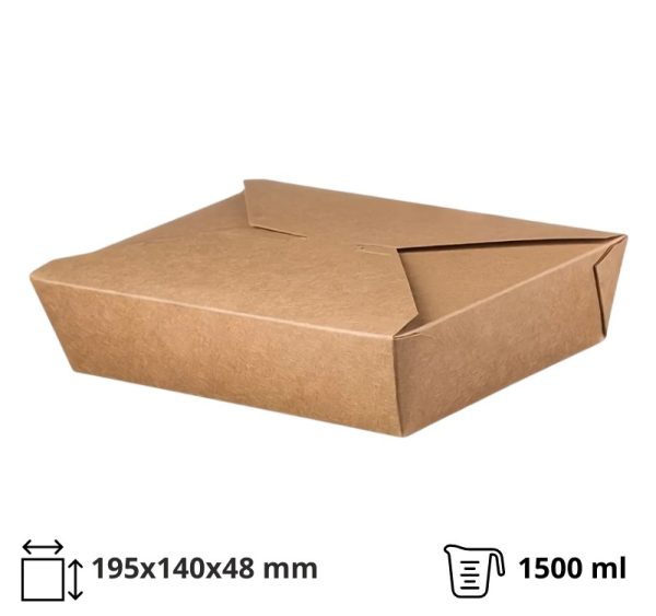 Papirnata posoda 1500 ml 195х140х48 mm kraft 50 kos