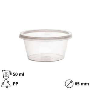 Posodica za omako PP 50 ml s snemljivim pokrovom (set)  200 kos