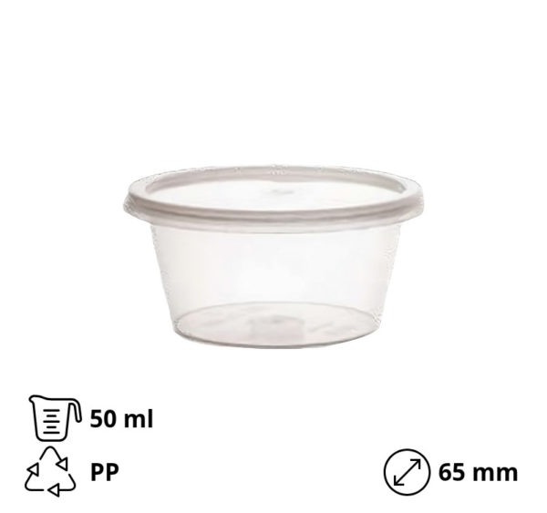 Posodica za omako PP 50 ml s snemljivim pokrovom (set)  200 kos