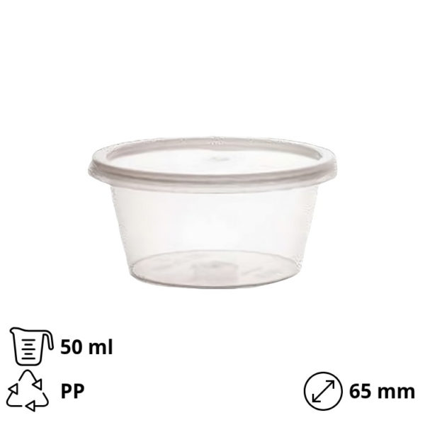 Posodica za omako PP 50 ml s snemljivim pokrovom (set)  200 kos