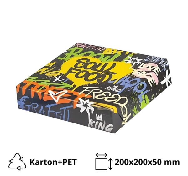 Papirnata posoda Soul Food 200x200x50 mm (notranja metalizirana PET) [125 kos/pak]