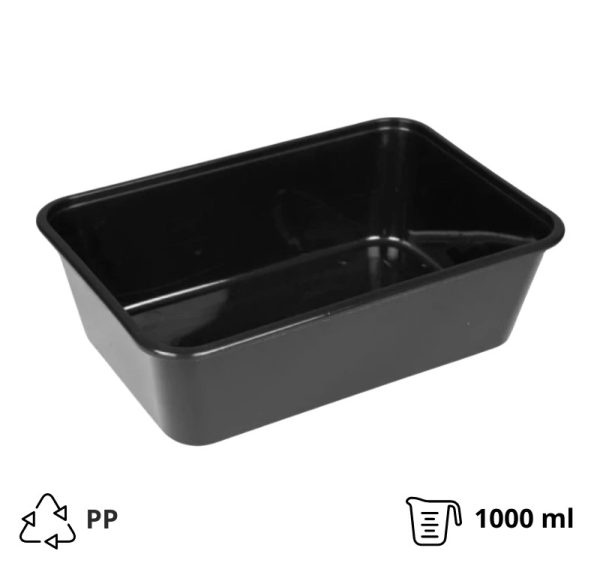 Posodica PP 1000 ml 170x115x75 mm črna [50 kos/pak]