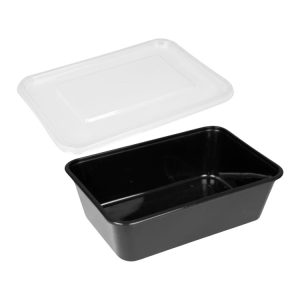 Posodica PP s pokrovom 1000 ml 170x115x75 mm črna, 50 kos (komplet)