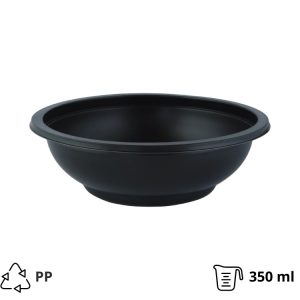 Posodica PP 350 ml d=145 mm h=50 mm črna, brez pokrova [50 kos/pak]