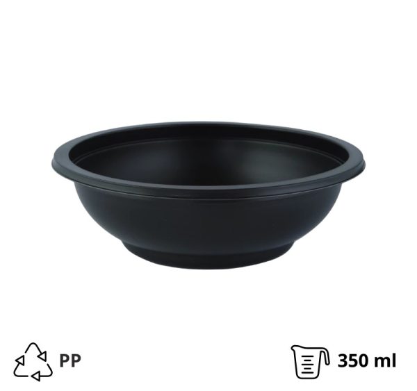 Posodica PP 350 ml d=145 mm h=50 mm črna, brez pokrova [50 kos/pak]