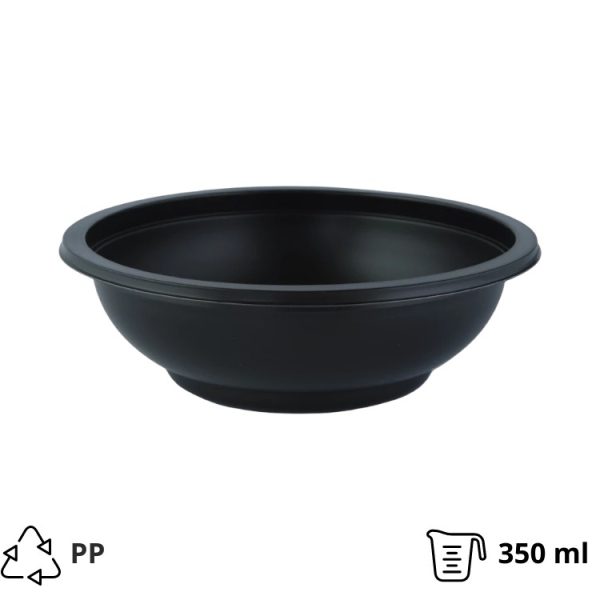 Posodica PP 350 ml d=145 mm h=50 mm črna, brez pokrova [50 kos/pak]