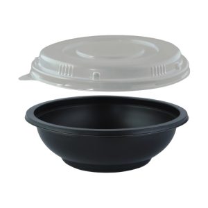 Posodica za juho s pokrovom PP 350 ml d=145 mm h=50 mm, črna 50 kos (komplet)