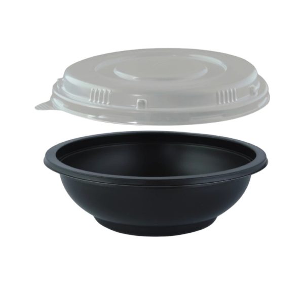 Posodica za juho s pokrovom PP 350 ml d=145 mm h=50 mm, črna 50 kos (komplet)