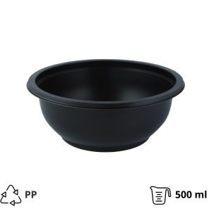 Posodica PP 500 ml d=145 mm h=60 mm črna, brez pokrova [50 kos/pak]
