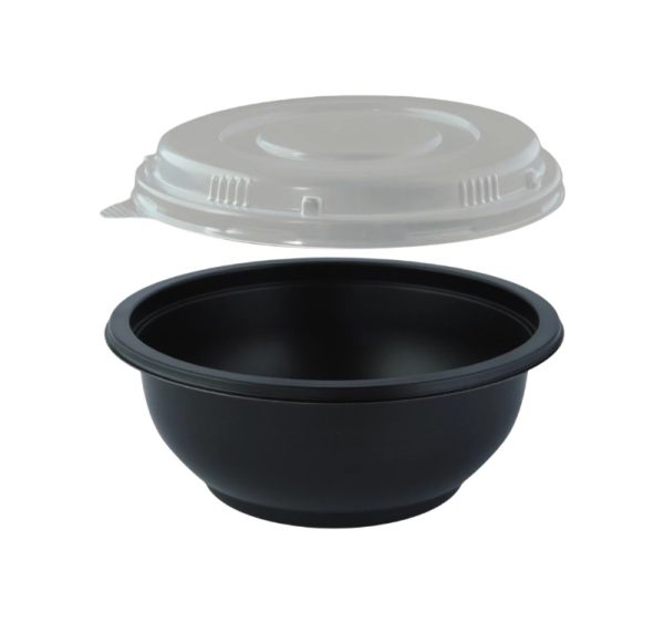 Posodica za juho s pokrovom PP 500 ml d=145 mm h=60 mm, črna 50 kos (komplet)