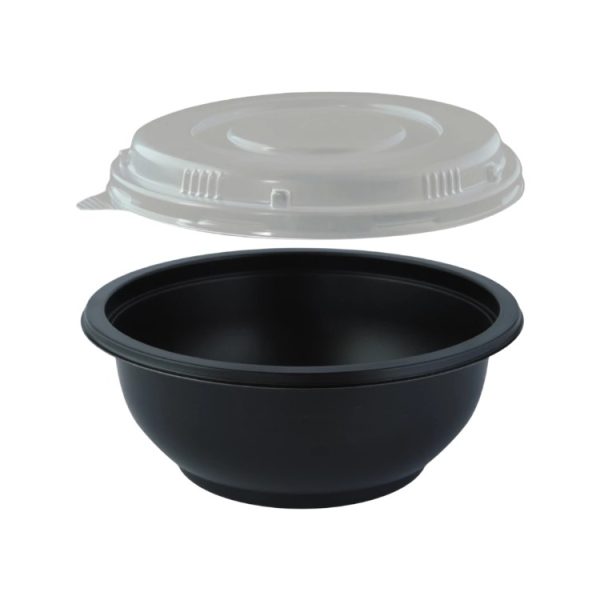 Posodica za juho s pokrovom PP 500 ml d=145 mm h=60 mm, črna 50 kos (komplet)