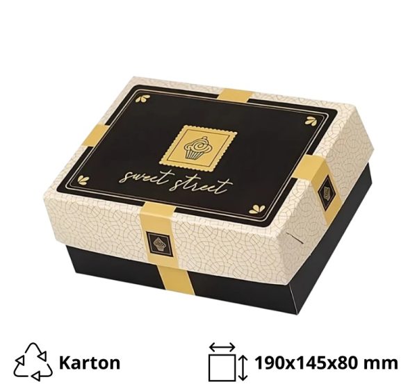 Škatla s pokrovom za sladice 19×14.5×8 cm Sweet Street [11 kos/pak]