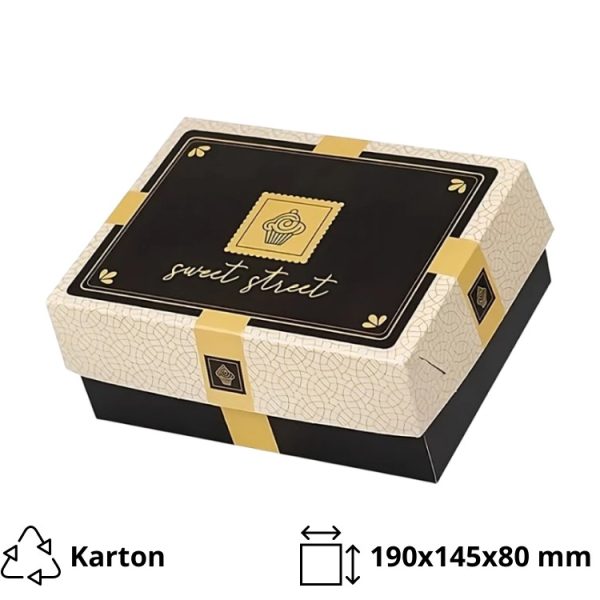 Škatla s pokrovom za sladice 19×14.5×8 cm Sweet Street [11 kos/pak]